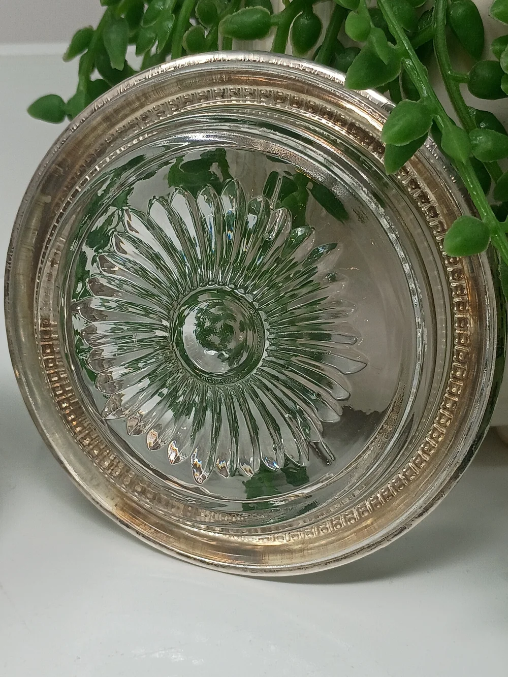 Sterling Silver Glass Sunburst Coasters - Set of 4